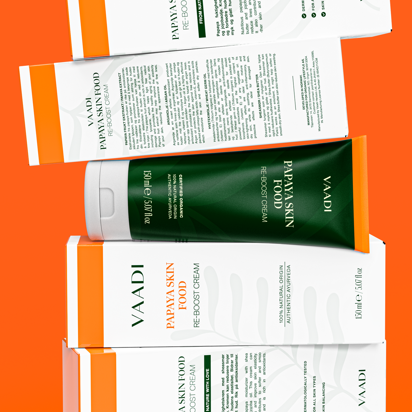 Vaadi Papaya Skin Food - ny forpakning (tube laget av sukkerrør!) Samme unike innhold.